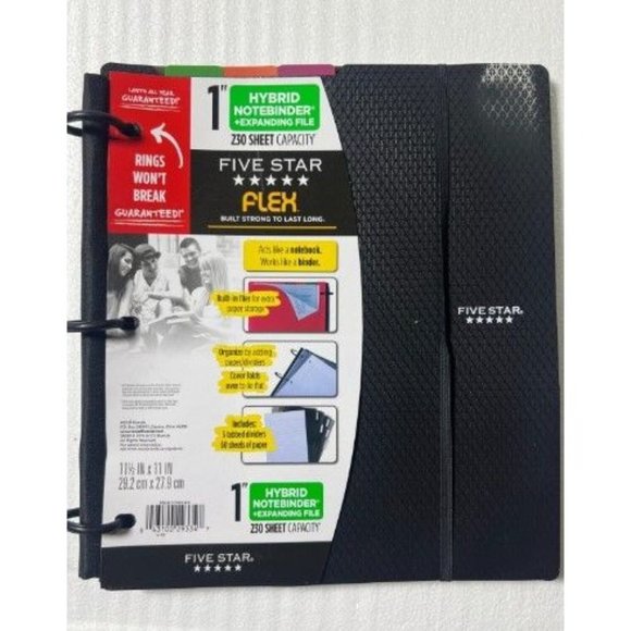 Five Star Flex Notebook 1" Binder Black Hybrid Notebinder 2Pk - Picture 1 of 4